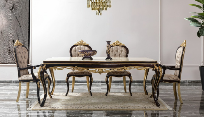 Essgruppe Essecke Esszimmer Esstisch Stühle Holz 9tlg Braun Barock