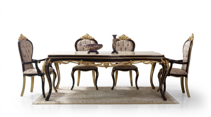 Essgruppe Essecke Esszimmer Esstisch Stühle Holz 9tlg Braun Barock