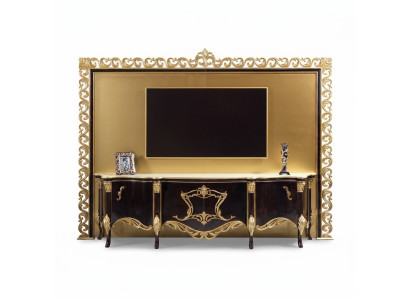 TV Ständer Sideboard RTV Lowboard Holz Gold Wohnzimmer Tisch Luxus