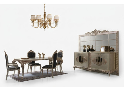 Luxus Essgruppe Sideboard Esszimmer Esstisch Stühle Holz 10tlg Beige