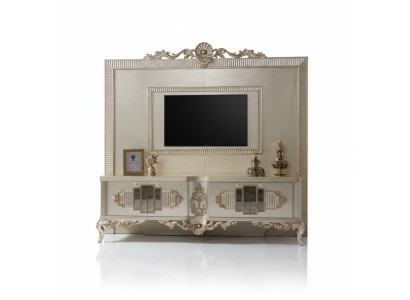 Lowboard TV Ständer Sideboard RTV Holz Gold Wohnzimmer Tisch Luxus