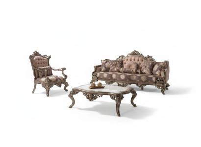 Couch Sofagarnitur Dreisitzer Sessel Sofa Garnitur Beige Polstersofa