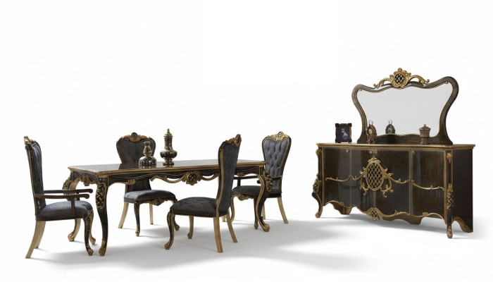 Esszimmer Luxus Essgruppe Sideboard Esstisch Stühle Holz 10tlg Braun