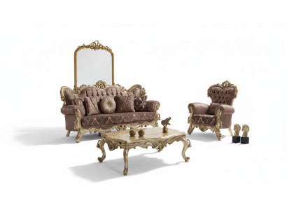 Sofagarnitur Polstersofa Sofa Couch Lila Stoffsofa Chesterfield Set 3+1