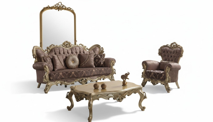 Chesterfield Sofagarnitur Polstersofa Sofa Couch Lila Stoffsofa Set