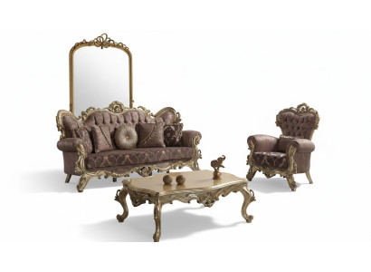 Chesterfield Sofagarnitur Polstersofa Sofa Couch Lila Stoffsofa Set