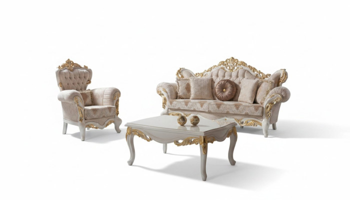 Luxus Sofagarnitur Komplette Couchgarnitur Beige Polstersofa Stoffsofa Sofa