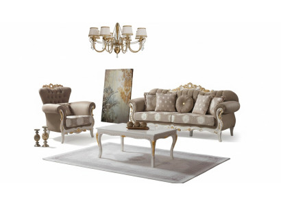 Couchgarnitur Sofagarnitur Polstersofa Stoffsofa Dreisitzer Braun Set Sofa