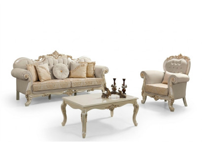 Couch Polstersofa Sofa Sofagarnitur Stoffsofa Beige Chesterfield Set Sofas