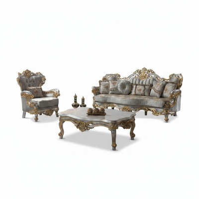 Sofagarnitur Polstersofa Sofa Couch Blau Stoffsofa Couchgarnitur Set