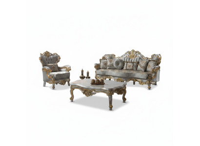 Sofagarnitur Polstersofa Sofa Couch Blau Stoffsofa Couchgarnitur Set