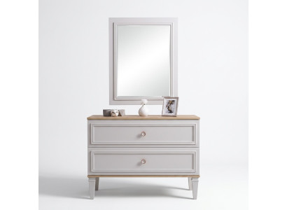 Kommode mit Spiegel Schlafzimmer Konsole Holz Grau Set 2tlg Moderne