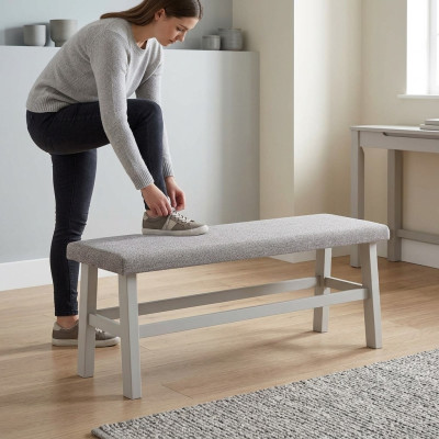 Hocker Bank Sitz Sitzbank Fußhocker Sitzhocker Esszimmer Grau Holz