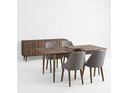 Modern Komplette Essgruppe Esszimmer Esstisch Set 7tlg Esszimmer Braun Holz