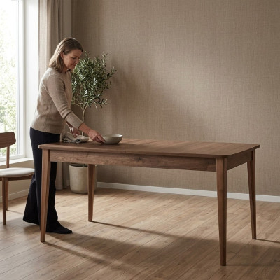 Esszimmertisch Esstisch Tisch Holz Braun Ausziehbar 160 cm Esszimmer