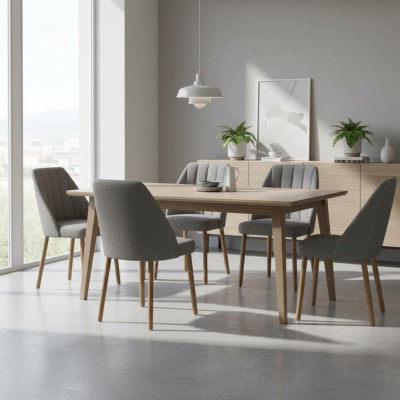 Esszimmerstuhl Gruppe Set 6tlg Stühle Stoff Grau Esszimmer Sitzer