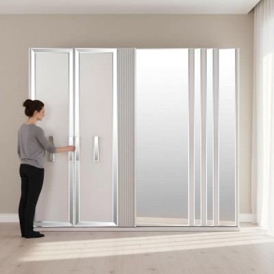 Luxus Schränke Design Kleiderschrank Spiegel Groß Weiß Holz Modern