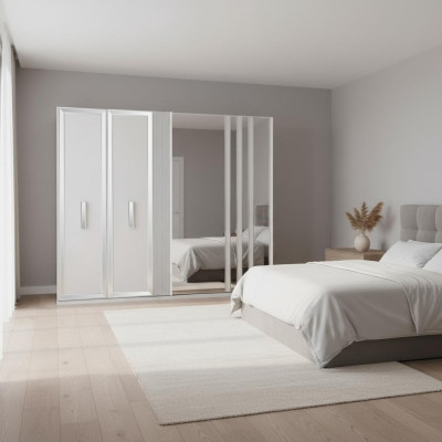 Luxus Schränke Design Kleiderschrank Spiegel Groß Weiß Holz Modern