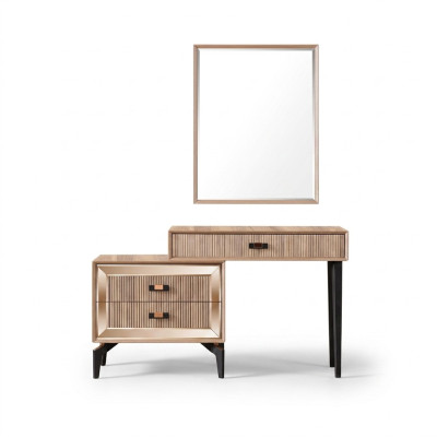 Luxus Frisiertisch Schminktisch Konsoletisch Kommode Set 2tlg Gold