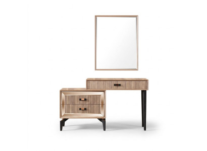 Luxus Frisiertisch Schminktisch Konsoletisch Kommode Set 2tlg Gold