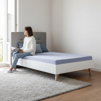Kinderbett Bett 100 cm Jugendbett Holz Grau Kinderzimmer Stoff Modern