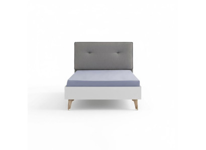 Kinderbett Bett 100 cm Jugendbett Holz Grau Kinderzimmer Stoff Modern