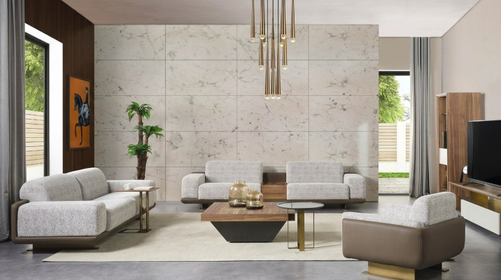 Gruppe Couchen Komplette Polstersofa Grau Stoffsofa Sofagarnitur 3tlg