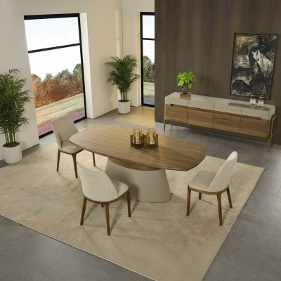 Komplette Essecke Essgruppe Esstisch Set 8tlg Esszimmer Braun Holz Neu