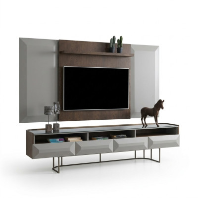 Gruppe RTV Lowboard TV Ständer Sideboard Panel 2tlg Holz Braun Regal
