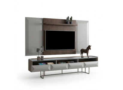 Gruppe RTV Lowboard TV Ständer Sideboard Panel 2tlg Holz Braun Regal
