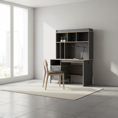 Schreibtisch Regale Bürotisch Computertisch Holz Grau Kinderzimmer