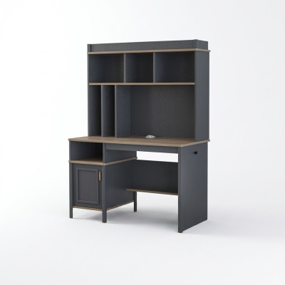 Schreibtisch Regale Bürotisch Computertisch Holz Grau Kinderzimmer