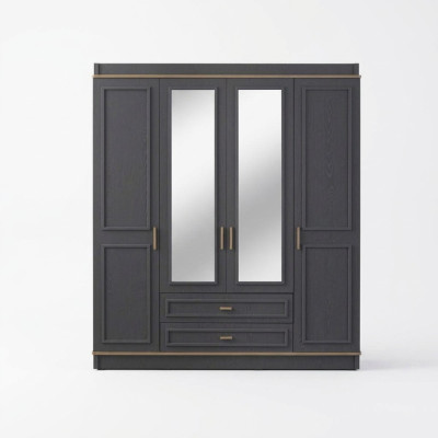 Kleiderschrank Kinderschrank Schrank Holz Spiegel Grau Holzschrank