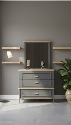 Garnitur Kommode mit Spiegel Holz Schlafzimmer Grau Set Konsolentisch