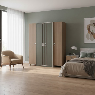 Kleiderschrank Kinderschrank Schrank Holz Grau Holzschrank Groß Modern