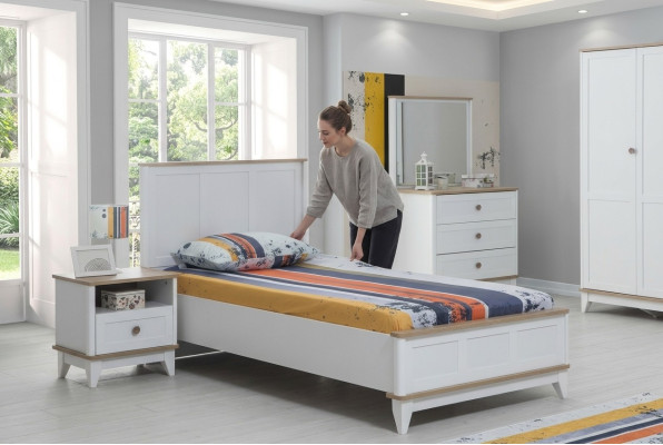 Kinderbett Bettrahmen Bett Kinderzimmer Kinderzimmermöbel Weiß Holz