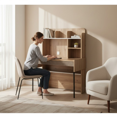 Schreibtisch Bürotisch Computertisch Braun Büromöbel Holz Tisch Regale