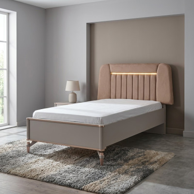 Kinderbett Bettrahmen Bett Kinderzimmer Bettgestelle Rosa Stoff LED