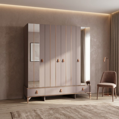 Kleiderschrank Kinderschrank Holzschrank Schrank Holz Beige Spiegel
