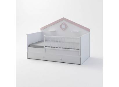 Kinderlaufstall Bettchen Kinderbettchen Krippe Weiß Holz Bett Modern