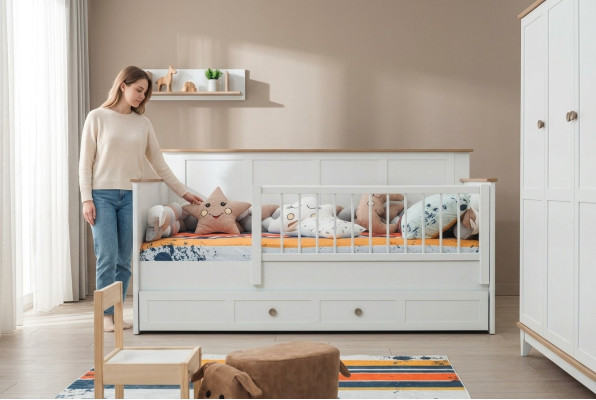 Kinderbettchen Kinderlaufstall Bettchen Krippe Weiß Holz Bett Modern