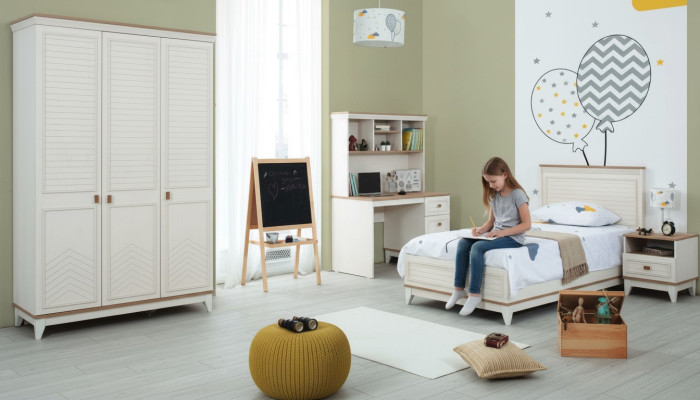 Schlafzimmer Sets Jugenbett Kinderbett Weiß Holz Set 4tlg Bett Modern