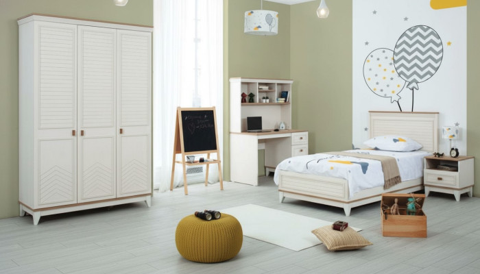 Schlafzimmer Sets Jugenbett Kinderbett Weiß Holz Set 4tlg Bett Modern