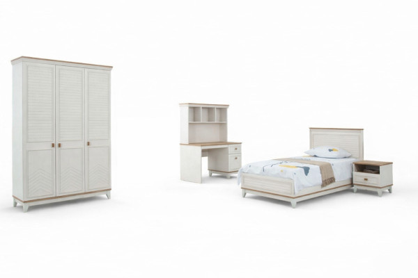 Schlafzimmer Sets Jugenbett Kinderbett Weiß Holz Set 4tlg Bett Modern