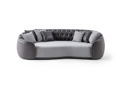 Zeitlose Eleganz Chesterfield Dreisitzer Sofa 3 Sitzer Grau Stoffsofa Stoff Polstersofa