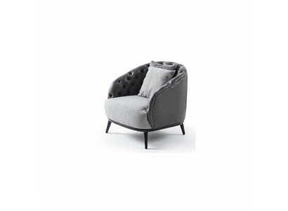 Design Sessel Einsitzer 1 Sitzer Stoffsessel Grau Design Chesterfield