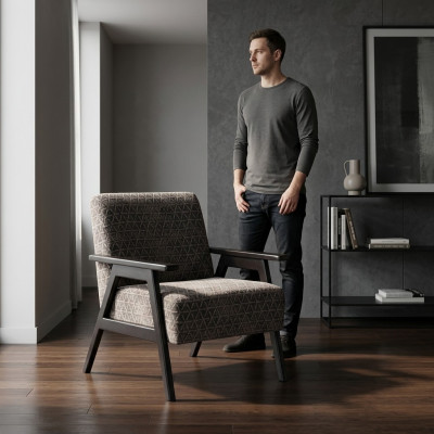 Wohnzimmer Sessel Einsitzer 1 Sitzer Stoffsessel Grau Klassische Neu