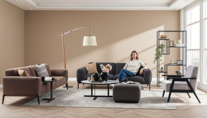 Couchgarnitur Dreisitzer Sessel Sofa Stoff 4tlg Stoffsofa Mehrfarbig 3+3+1+1