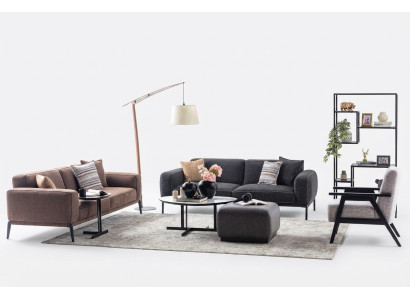 Couchgarnitur Dreisitzer Sessel Sofa Stoff 4tlg Stoffsofa Mehrfarbig 3+3+1+1