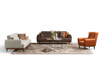 Couchgarnitur Dreisitzer Sessel Sofa Stoff 4tlg Stoffsofa Mehrfarbig 3+3+1+1
